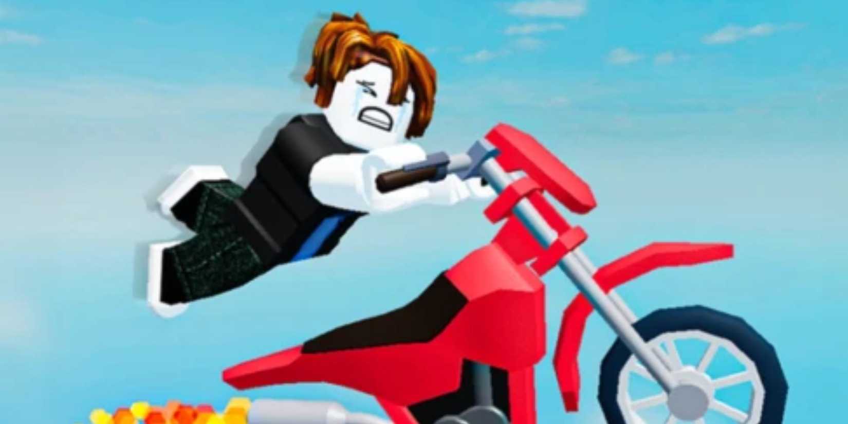 Stunt Simulator character on the bike