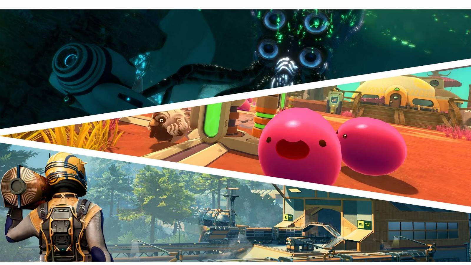 Subnautica, Slime Rancher, and Satisfactory
