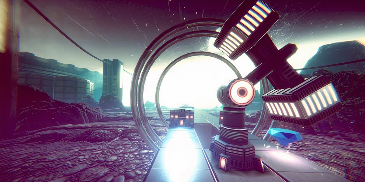 Super Glitch Dash gameplay sci fi corridors on rocky moon planet