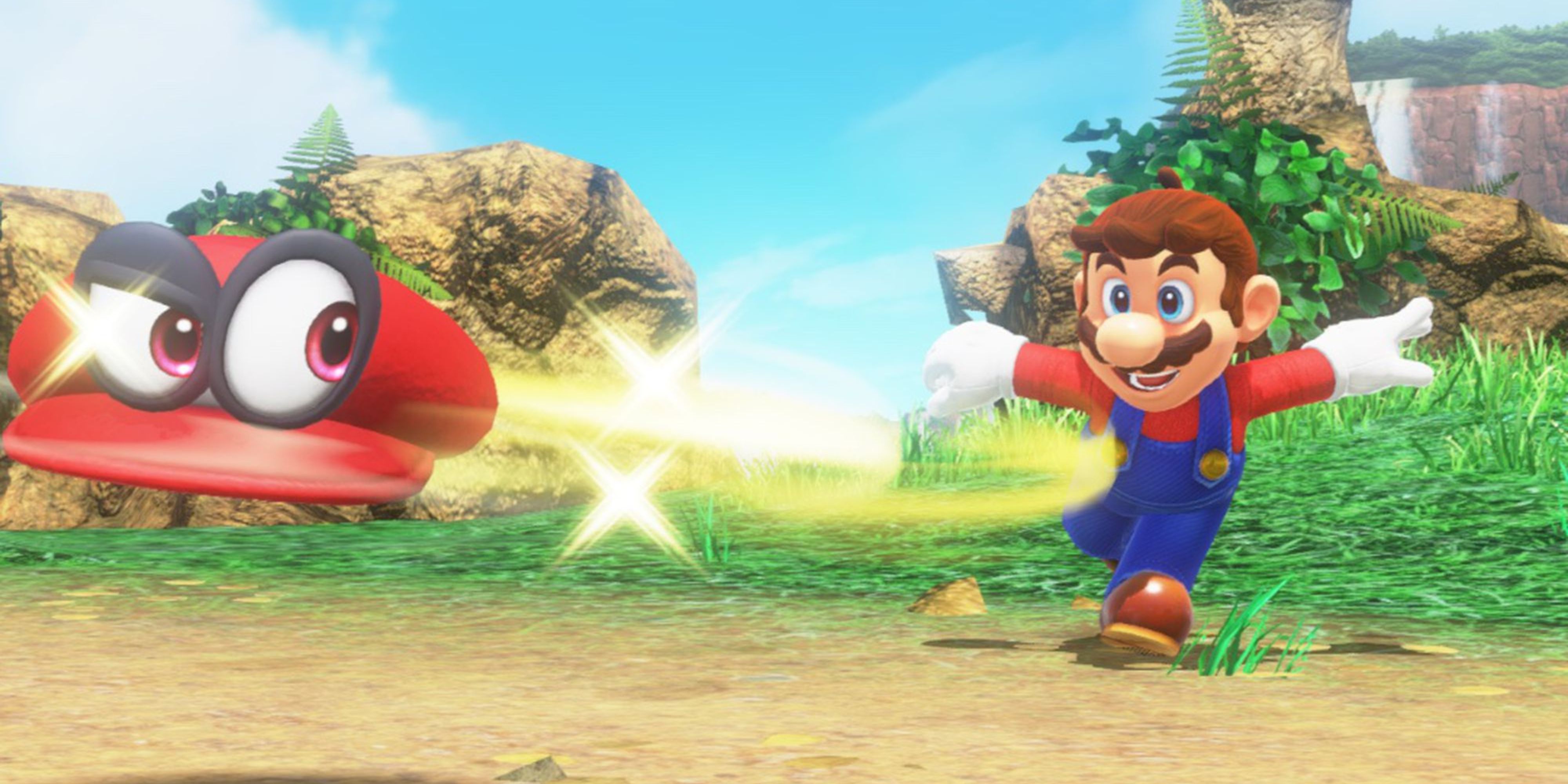 Super Mario Odyssey throwing Cappy