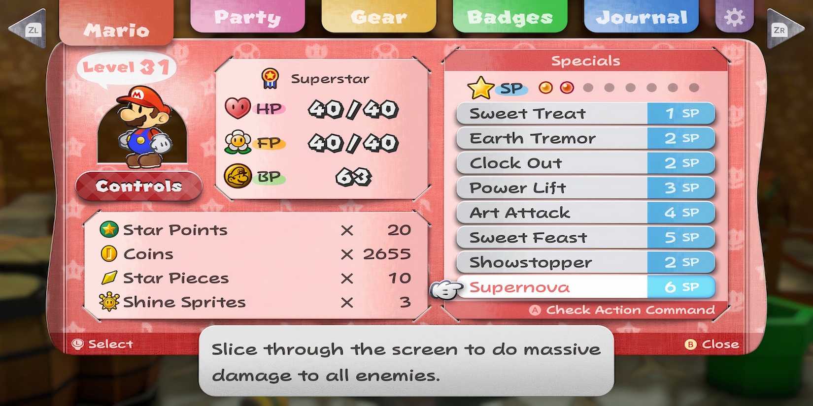 Supernova ability in Paper Mario The Thousand-Year Door