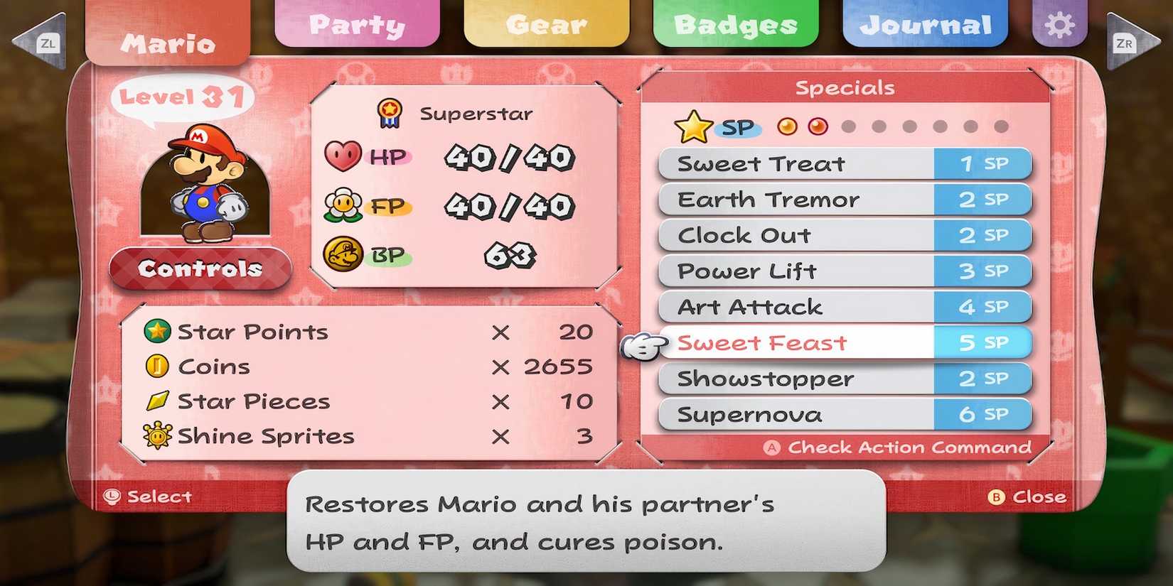 Sweet Feast ability in Paper Mario The Thousand-Year Door