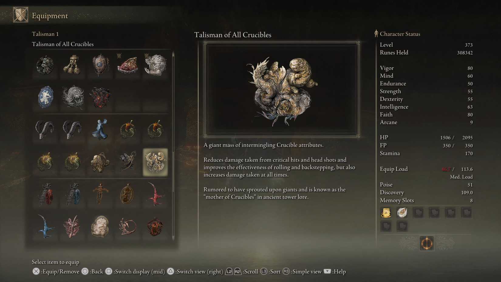 Talisman of All Crucibles Information in Shadow of the Erdtree