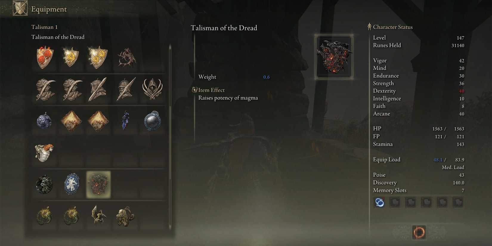 talisman of the dread effects in elden ring shadow of the erdtree