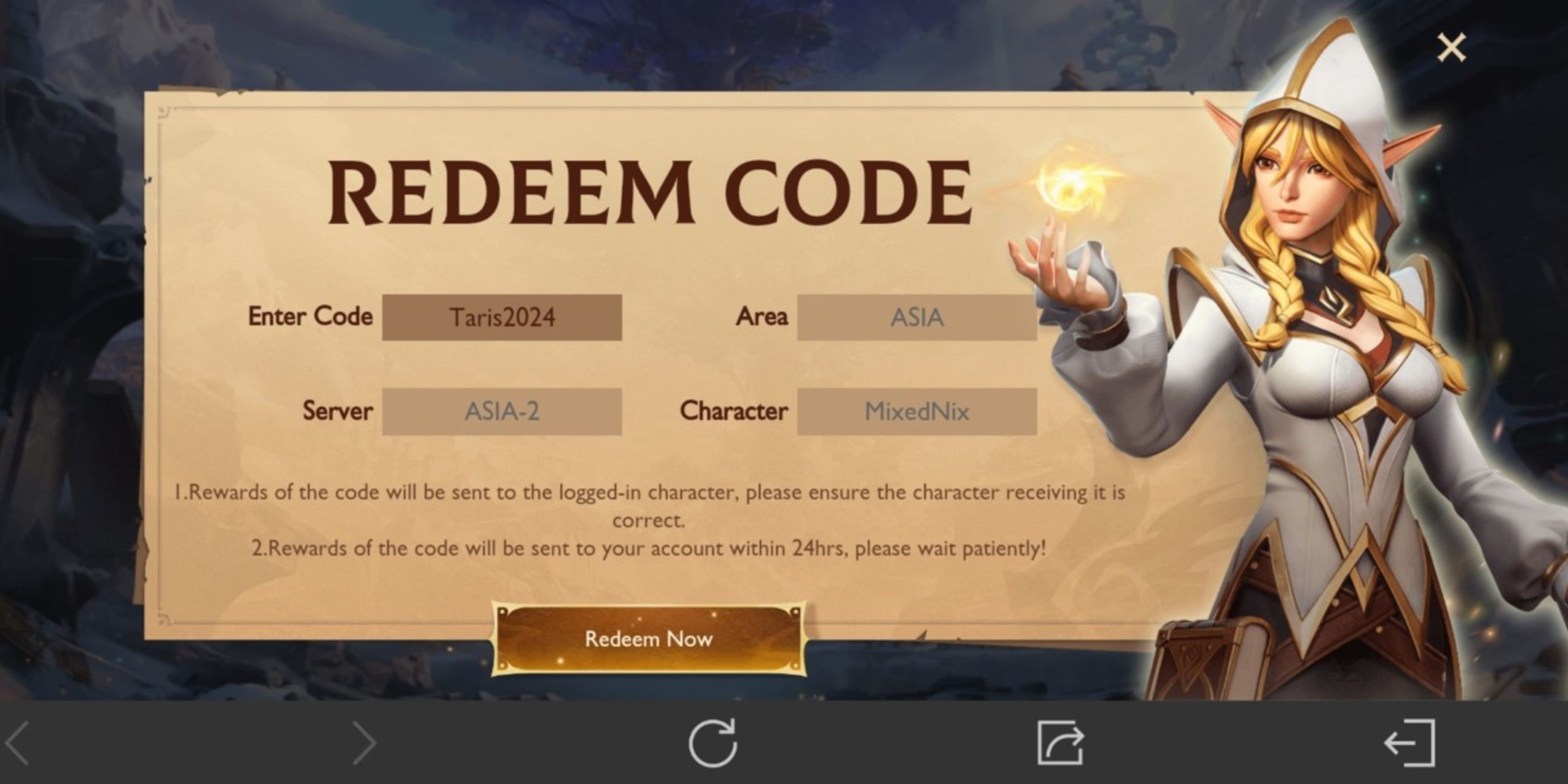 a redeem code in tarisland: mystery of hollows.