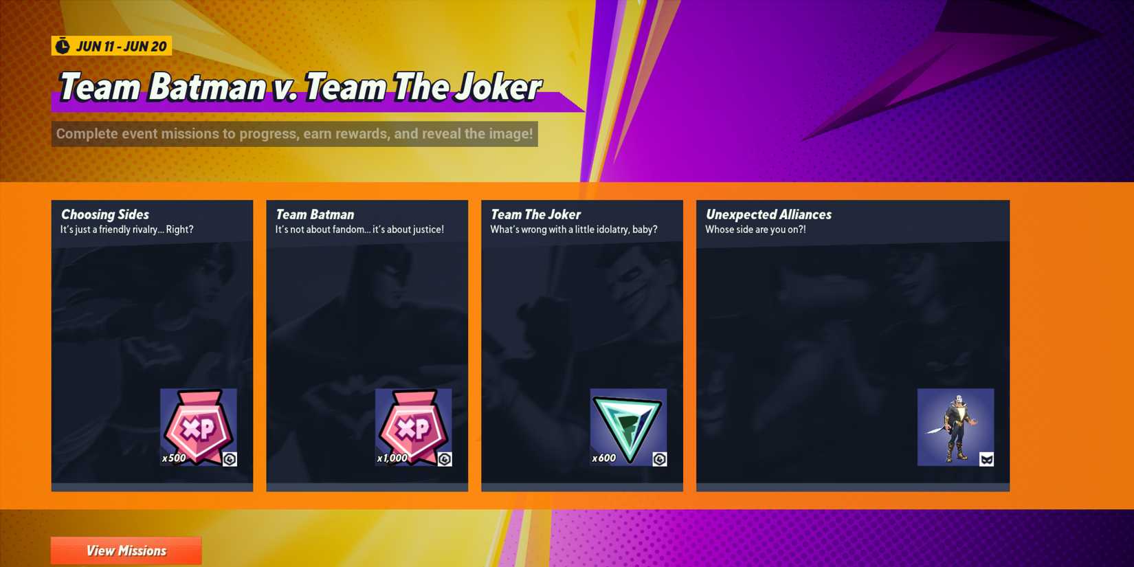 team batman and team joker progressions