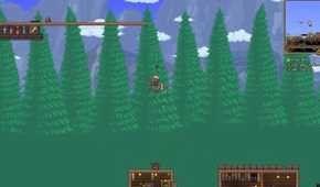 Terraria player flying upwards with Rudolph