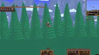 Terraria player flying upwards with Rudolph