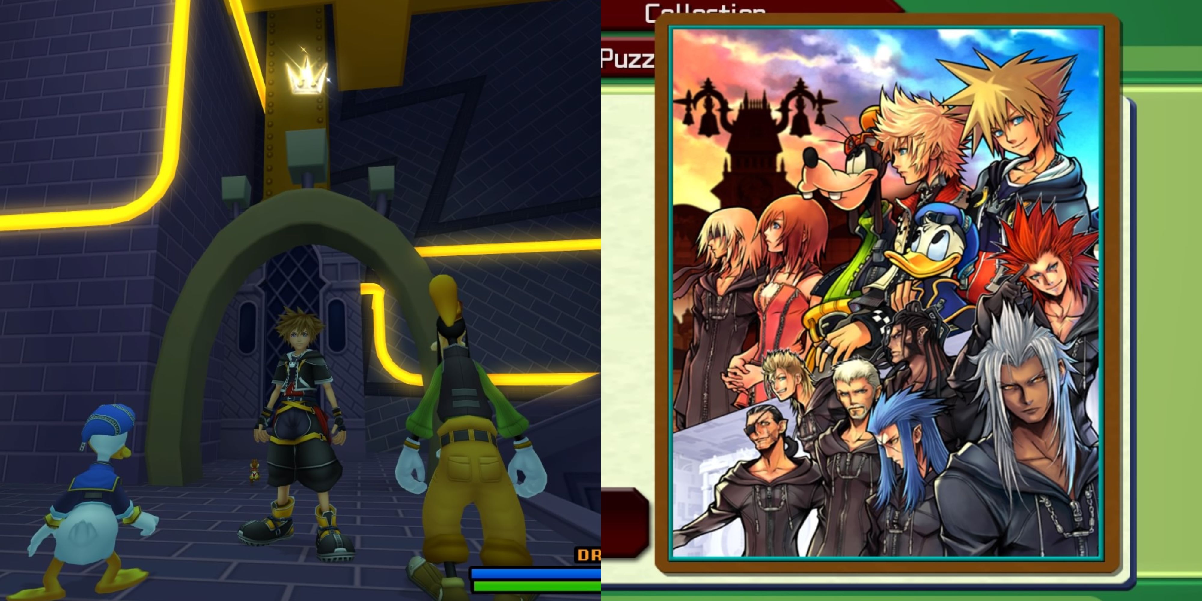 The different Puzzle Pieces that Sora can find in KH2FM, and the Puzzles they can form.