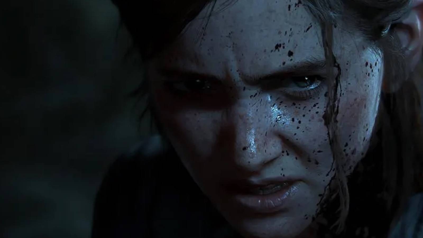 Close-up of Ellie with blood splatter on face