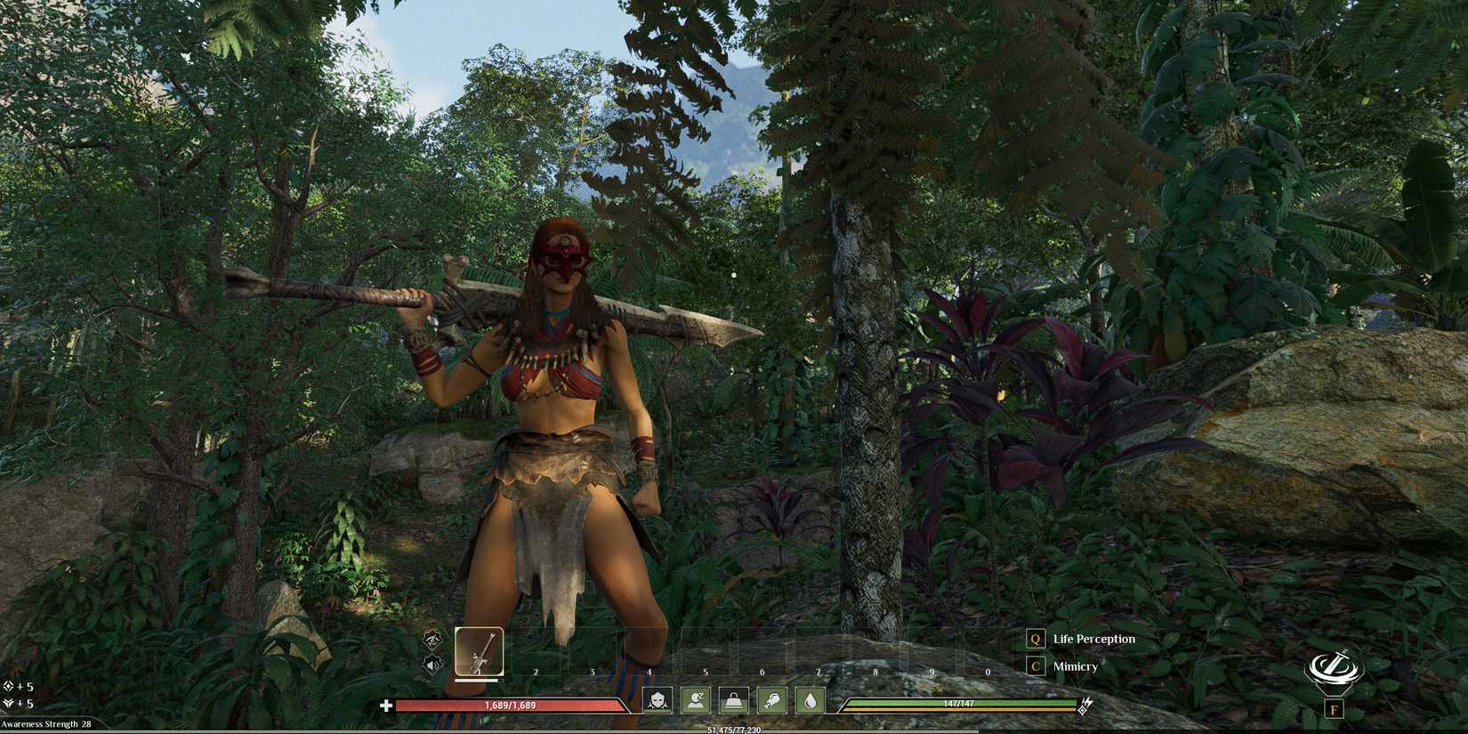 The player holding a great sword, Soulmask Weapons