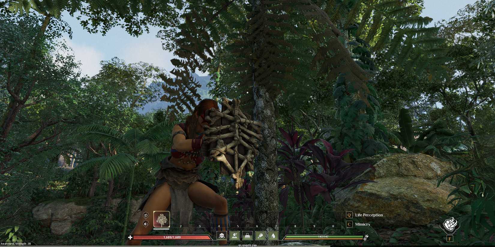 The player holding a shield, Soulmask Weapons