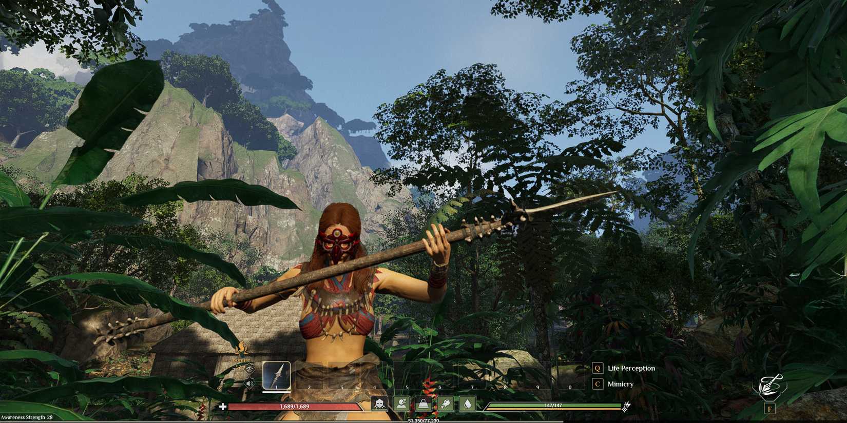 The player holding a spear, Soulmask Weapons