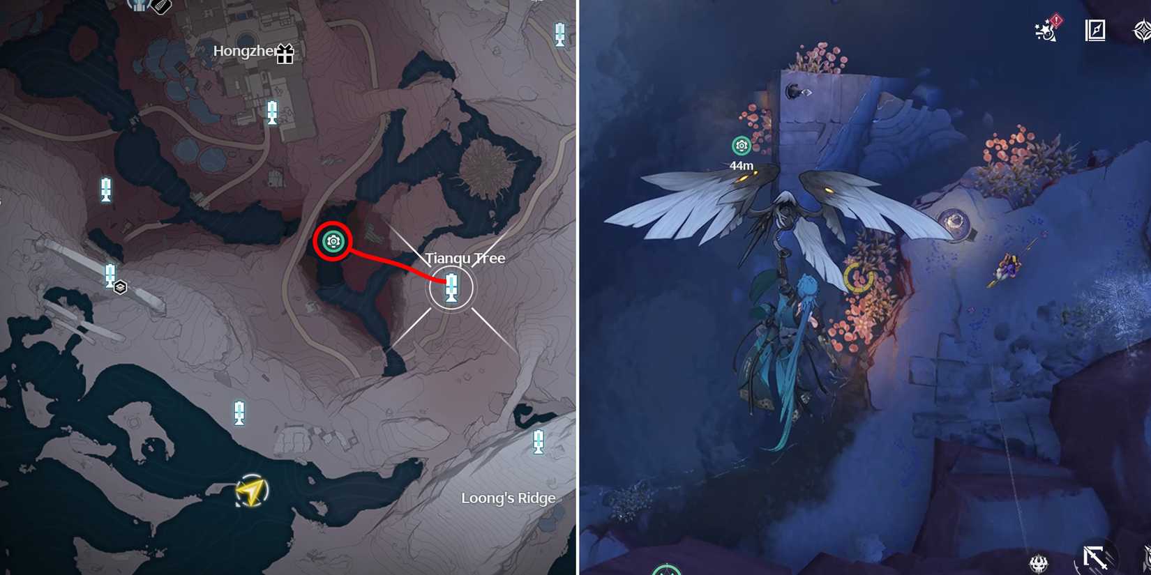 the ritual of offering location where the waterfalls meet in wuthering waves