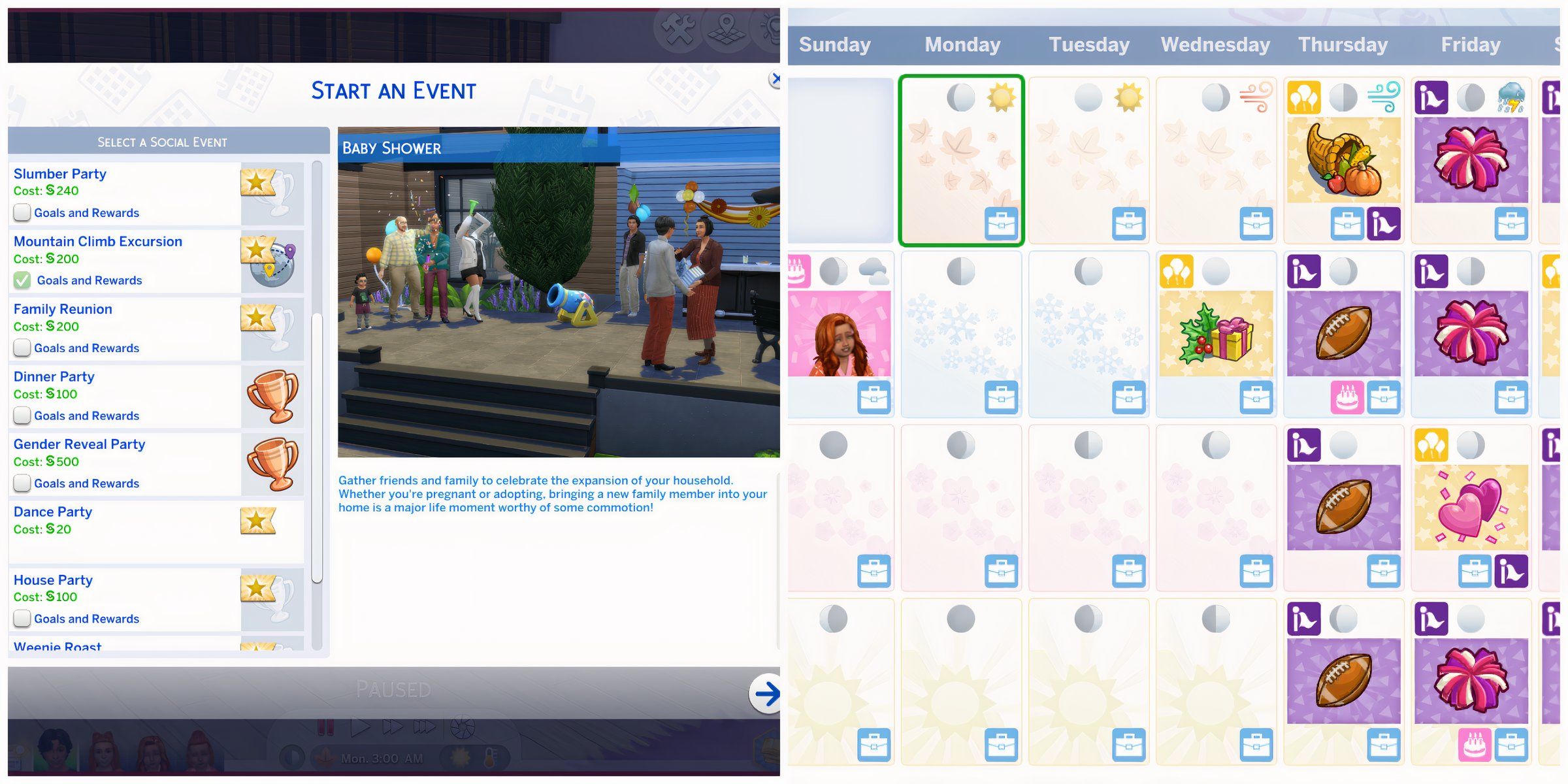 Two ways players can plan parties in the base game and assign other Sims as host with the Come Celebrate mod