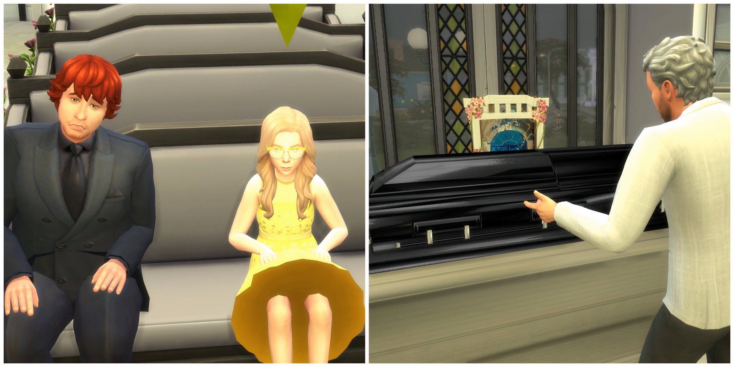 Sims attending a Funeral Service Event