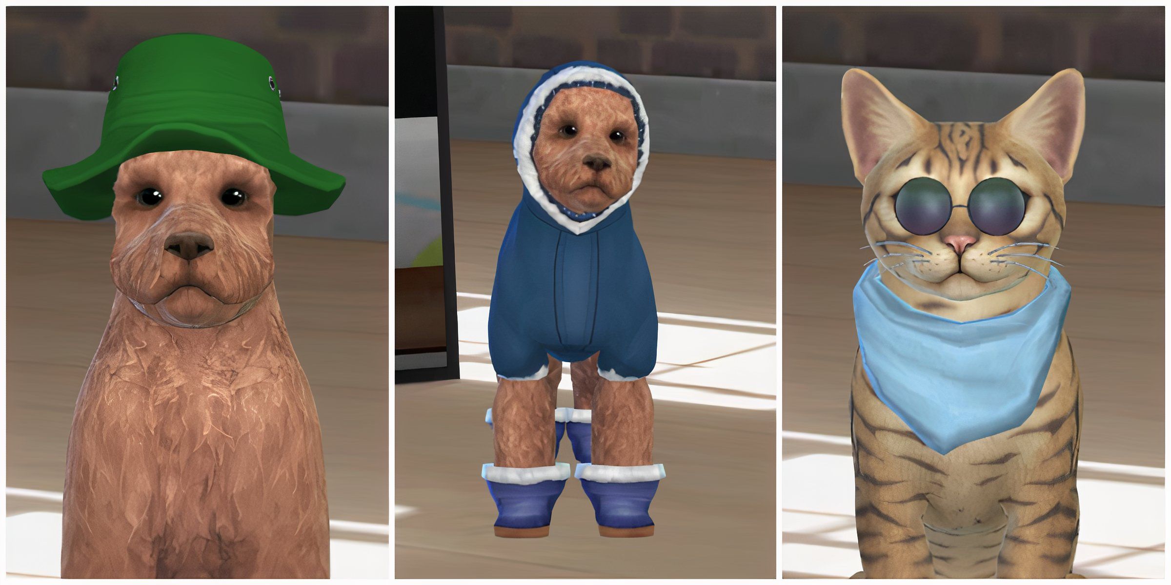 New clothing and accesssories from the Pets Seasons Package mod on cats and dogs
