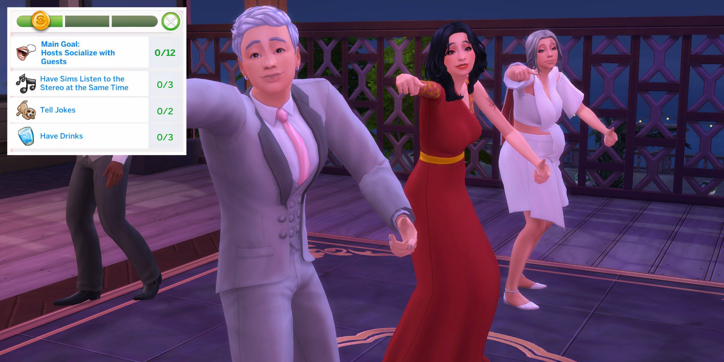 Sims partying and enjoying a neverending party thanks to the Social Events Unlimited Time mod
