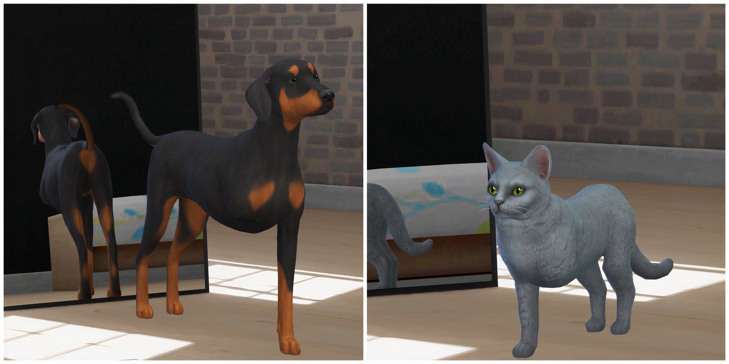 A three-legged dog and a three-legged cat, which can be made with the Three Legged Furrends mod