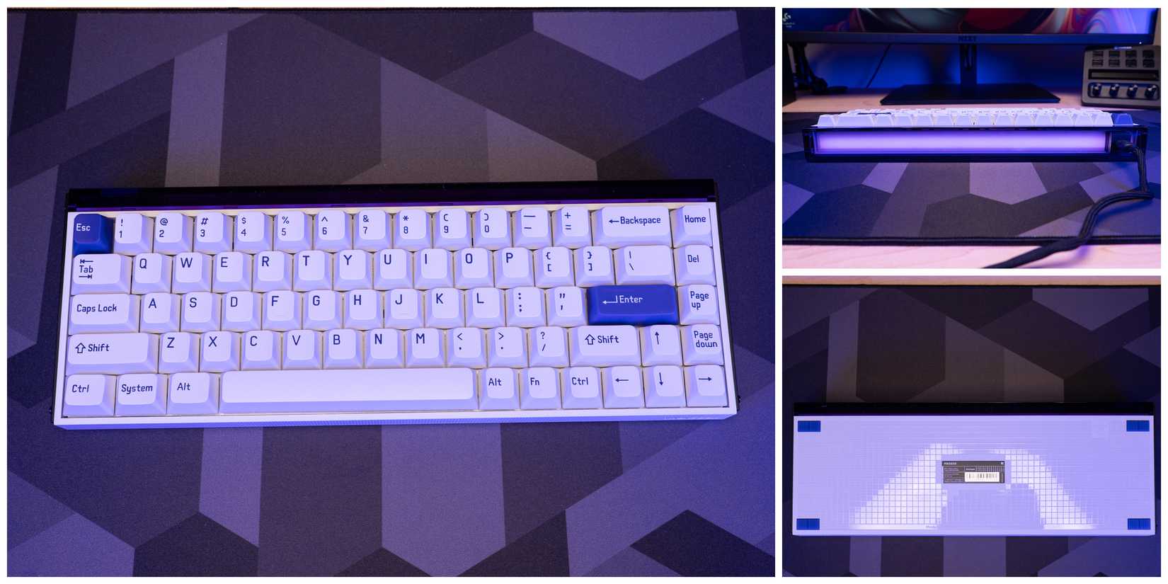 Top and bottom view of MelGeek MADE68 and front panel