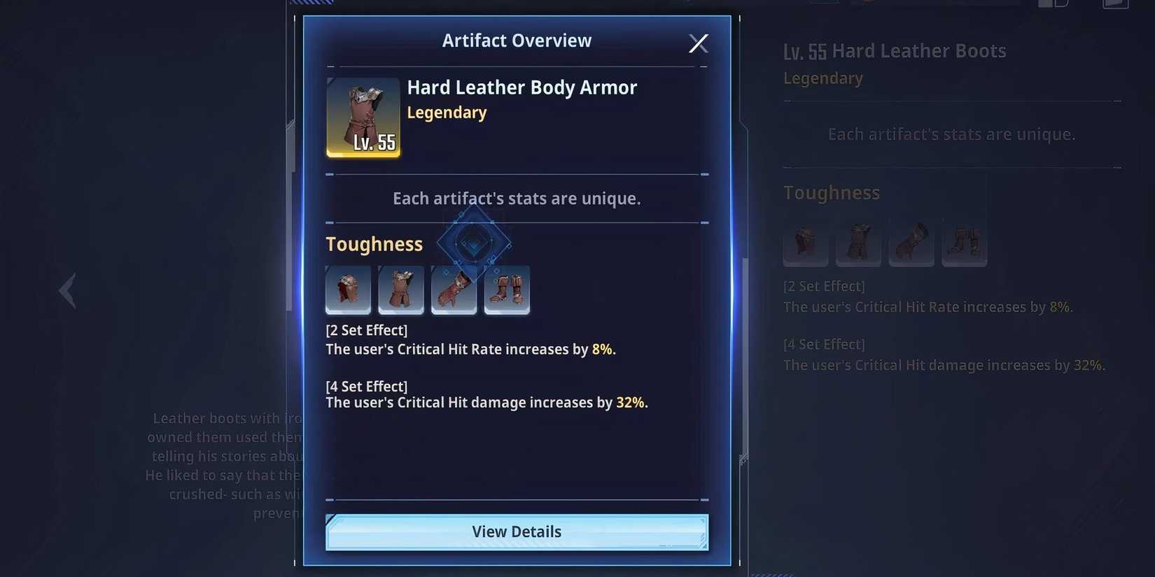 Toughness artifact set description
