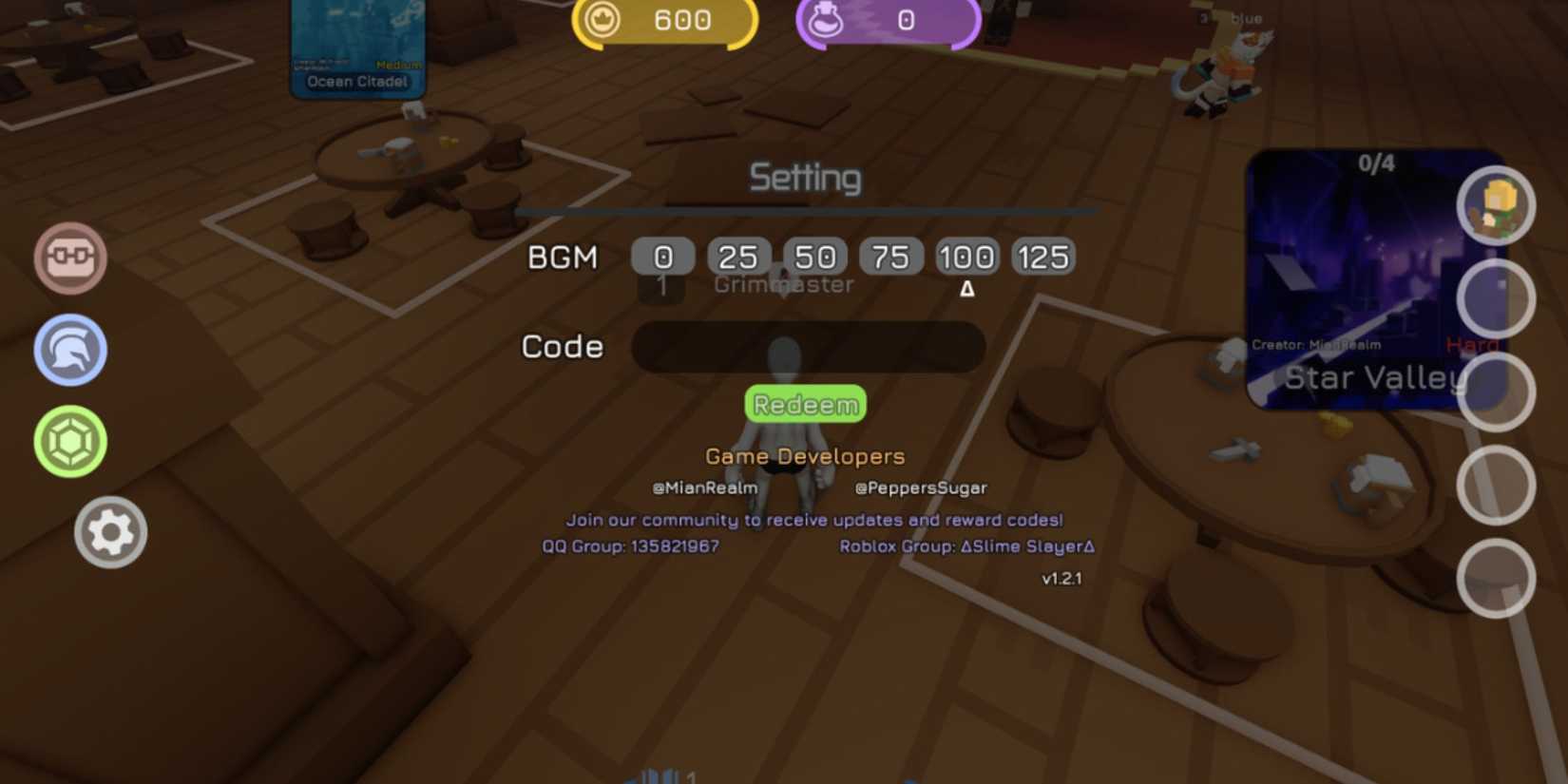 Tower Adventure the codes tab