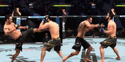UFC 5 front push kick to straight cross