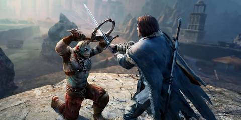 Talion fighting an Orc in Middle Earth: Shadow of Mordor