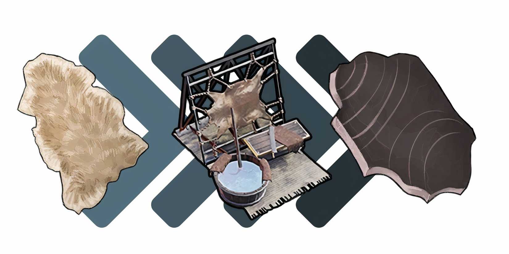 a graphic showing that the tannery turns pristine hide into pristine leather