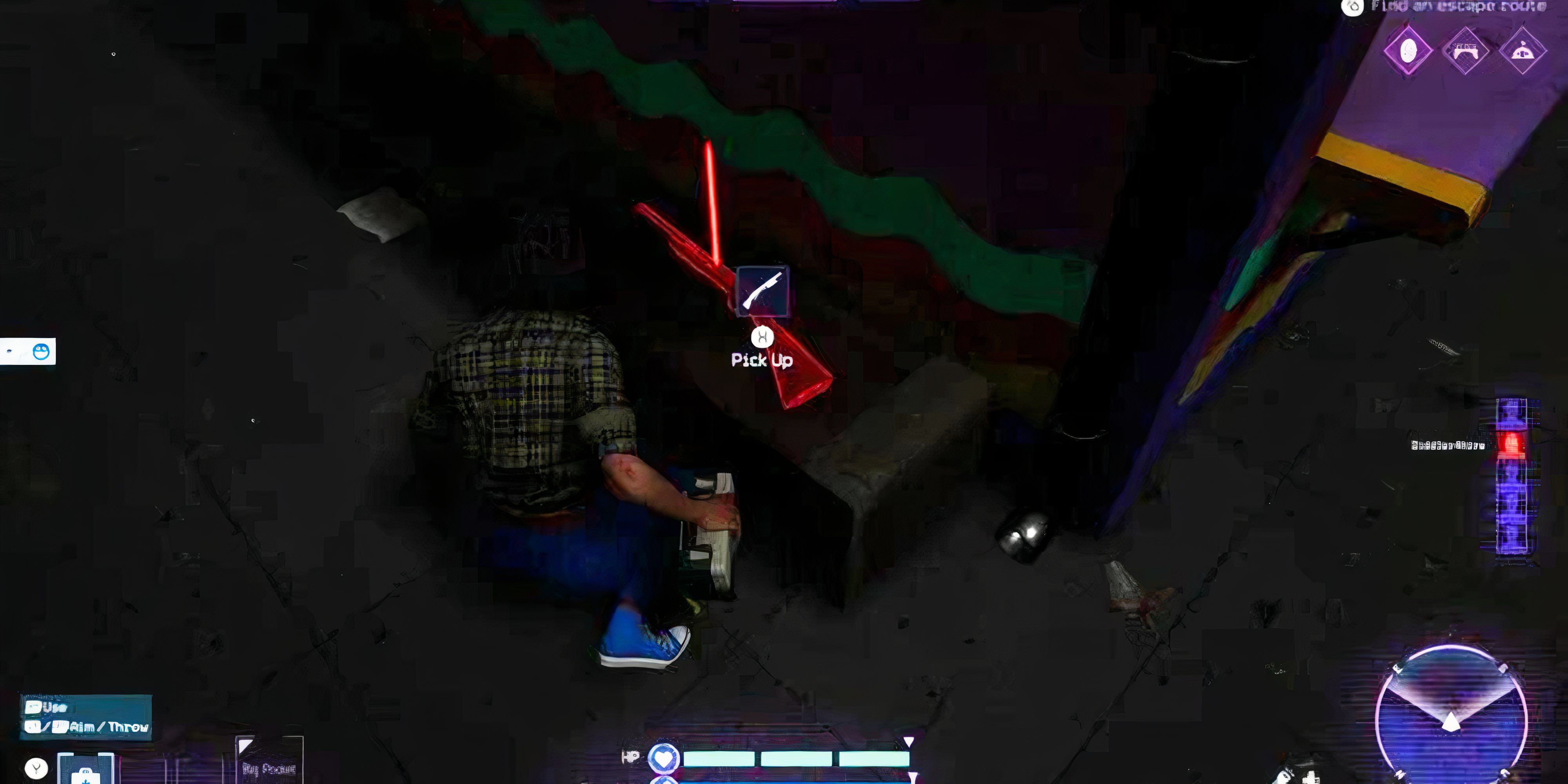 a player finding a shotgun on a bench in killer klowns from outer space: the game