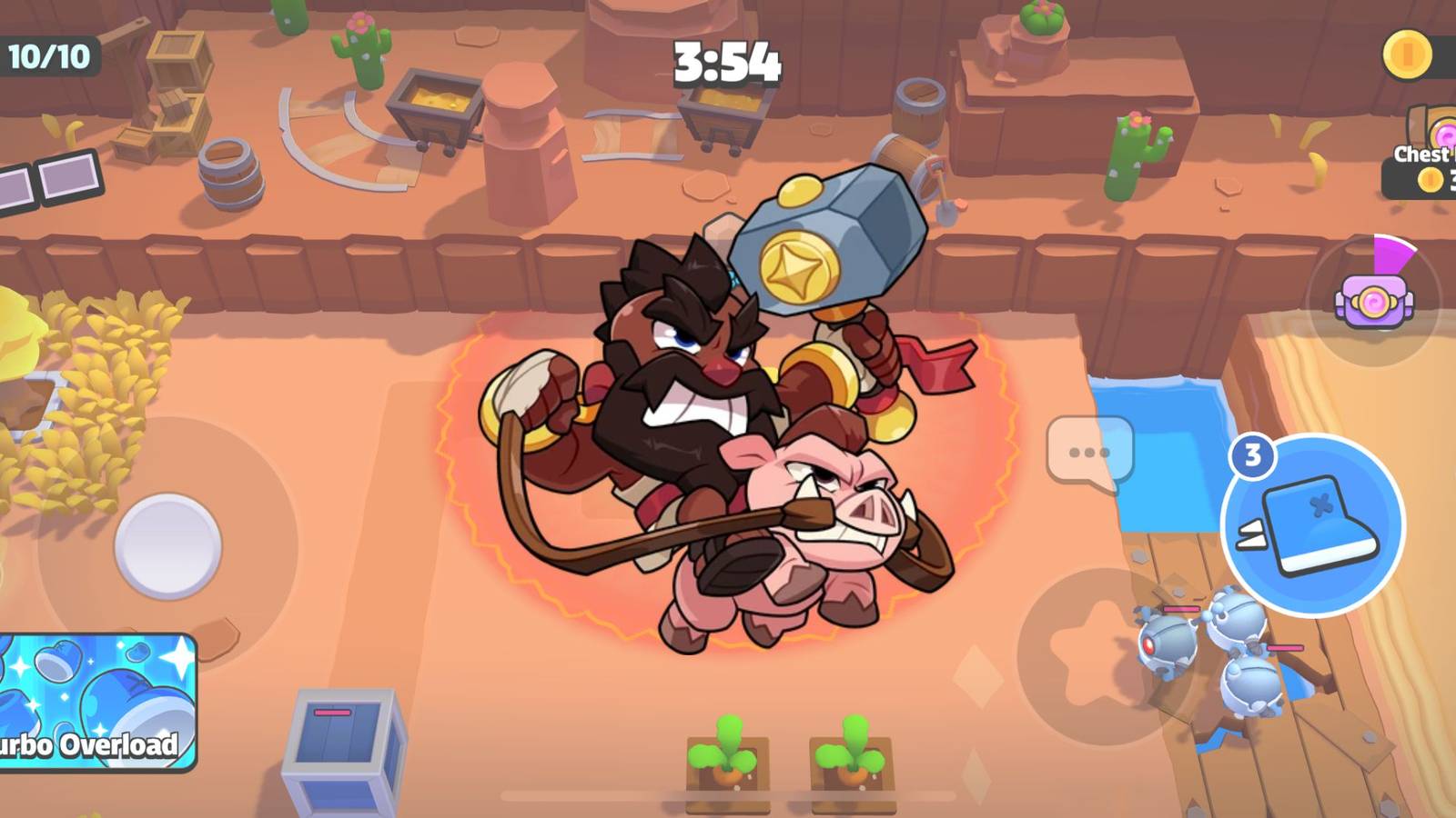 The Hog Rider character in Squad Busters with a match in the background
