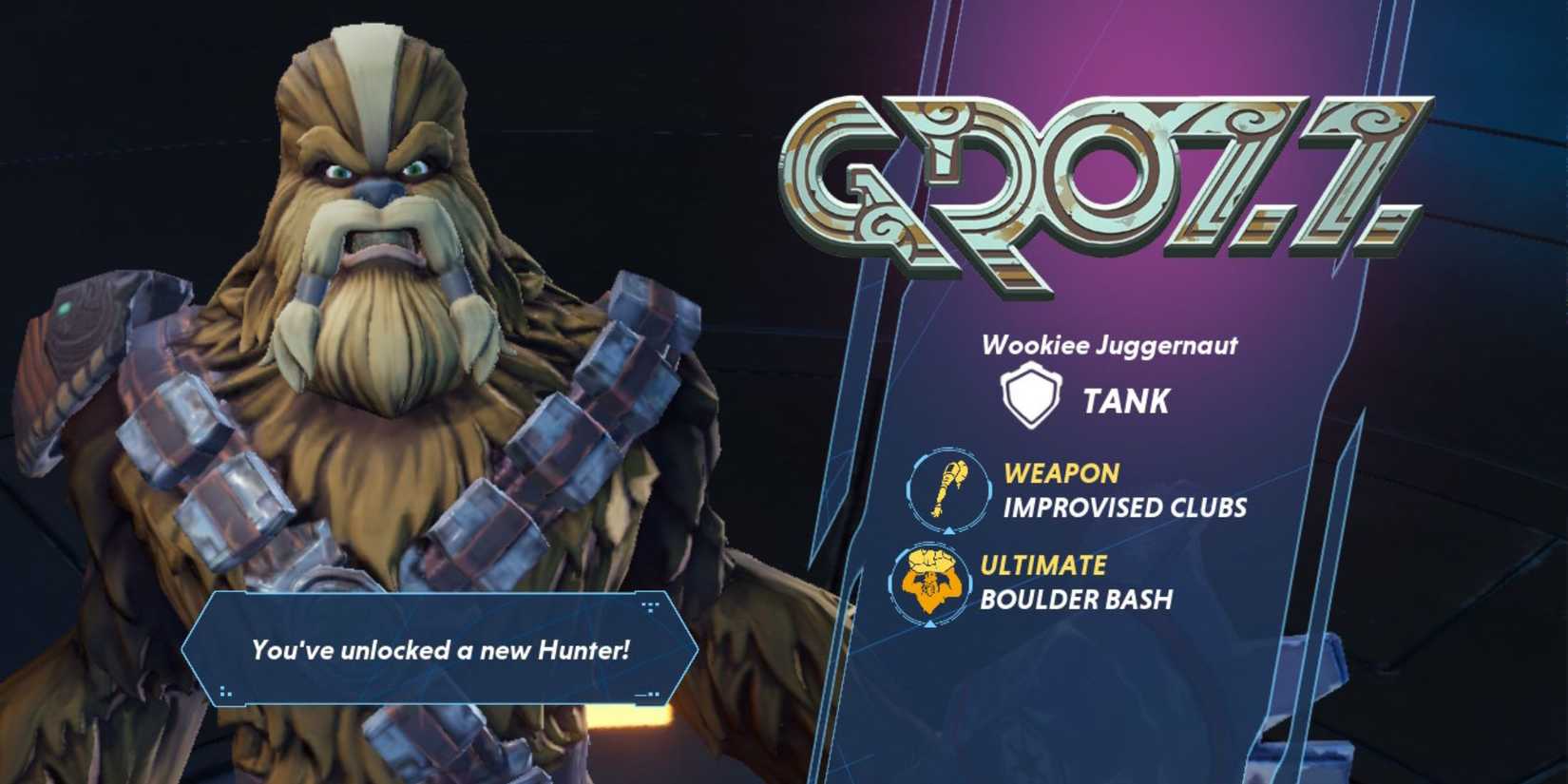 Grozz being unlocked in Star Wars: Hunters