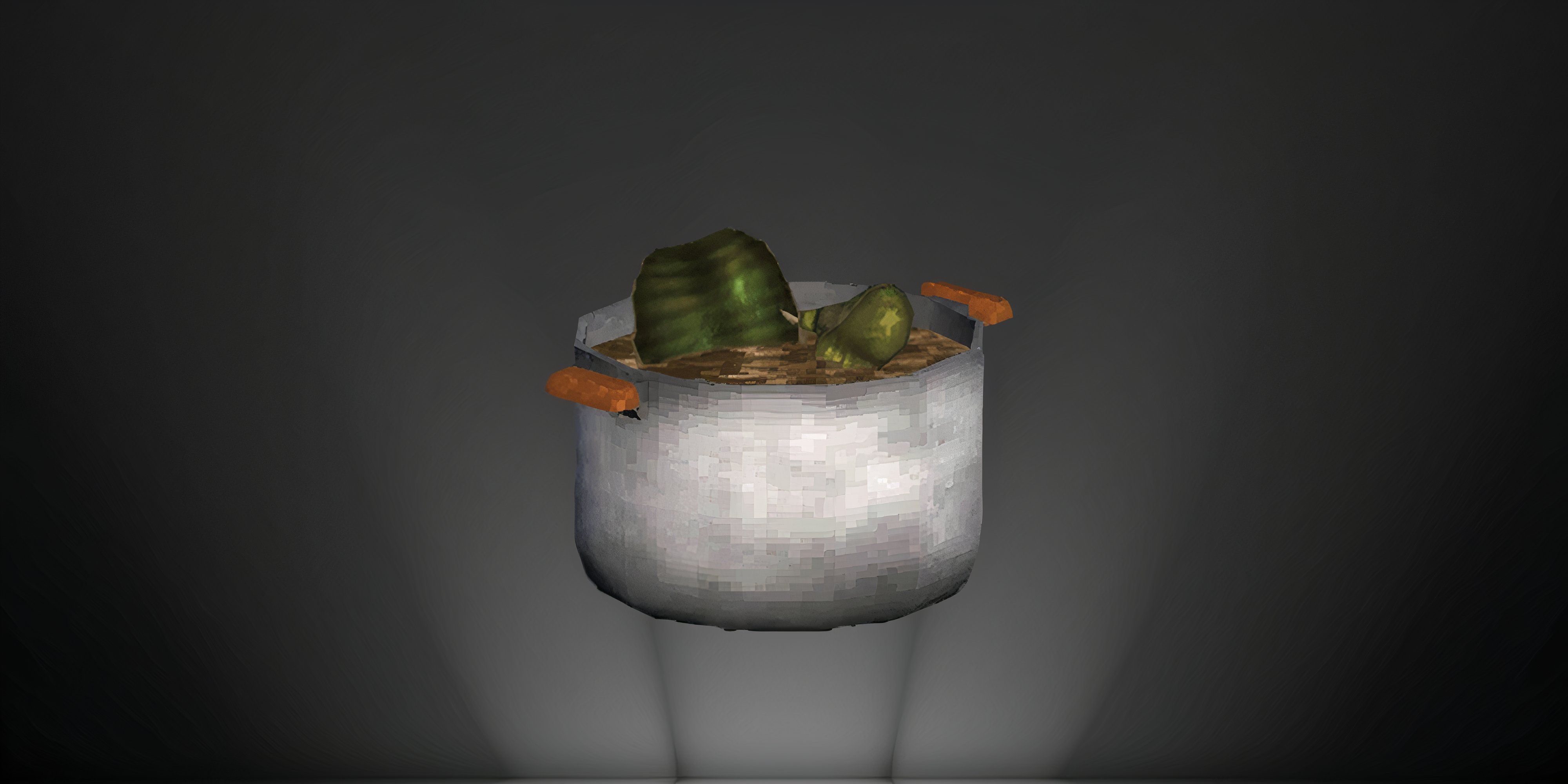 A pot of stew on a black background