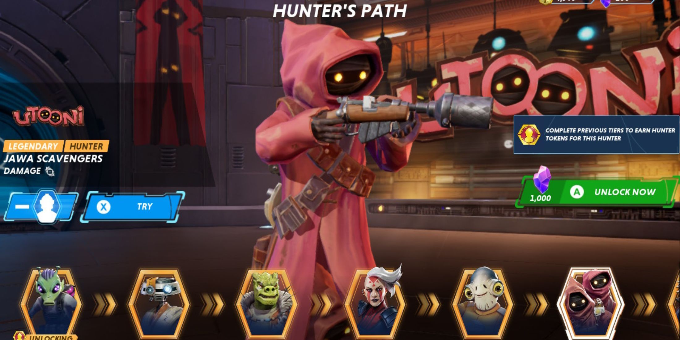 Utooni from Star Wars: Hunters in the Hunter's Path menu
