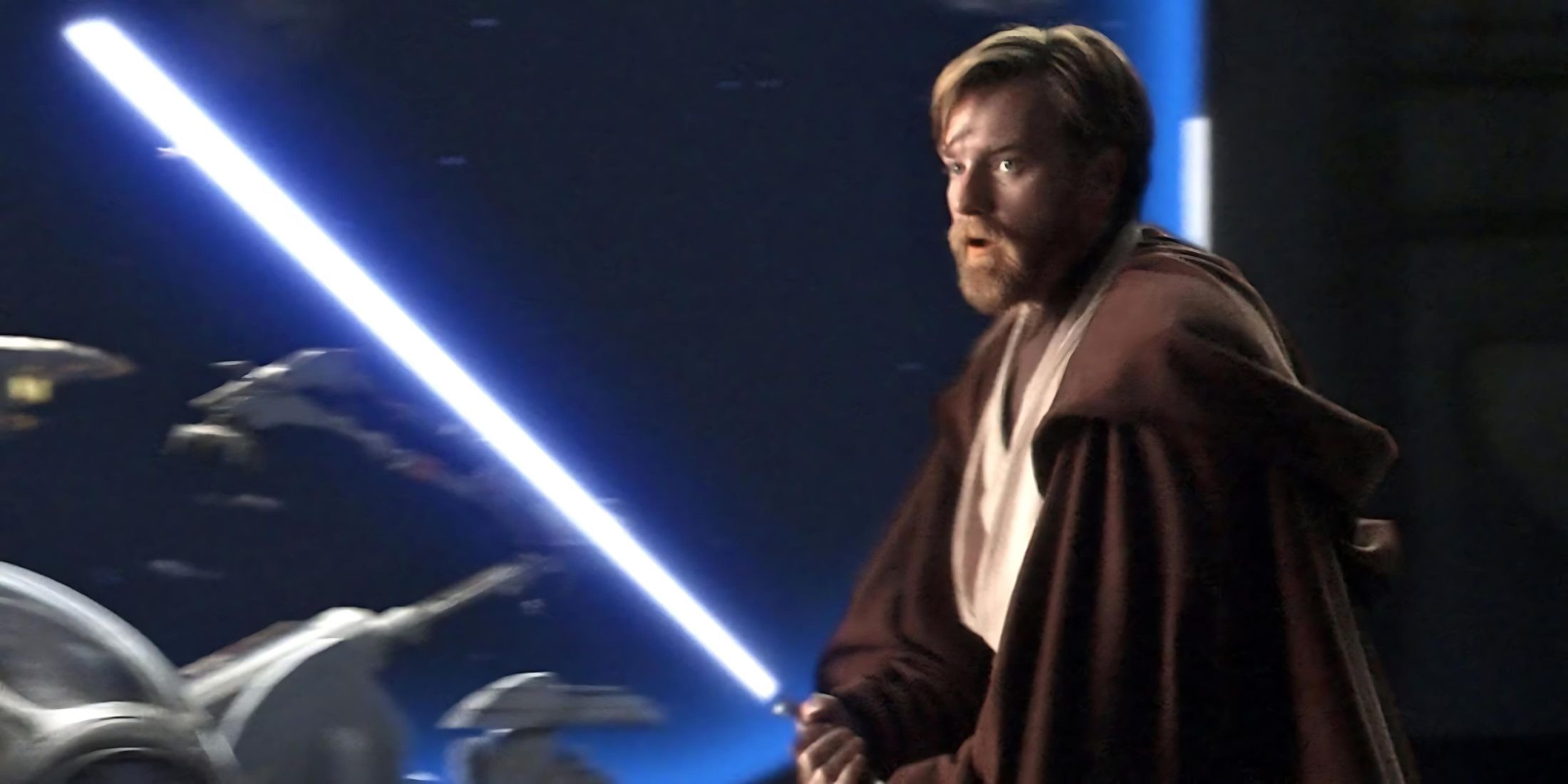 Obi Wan Kenobi with a blue lightsaber