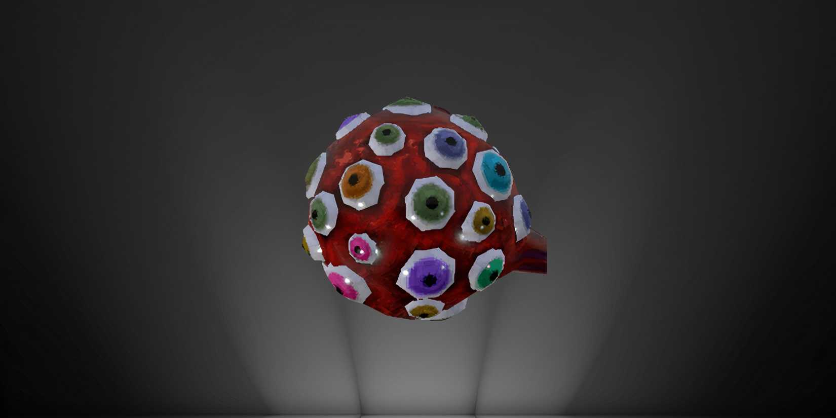 A Greyeb on a black background