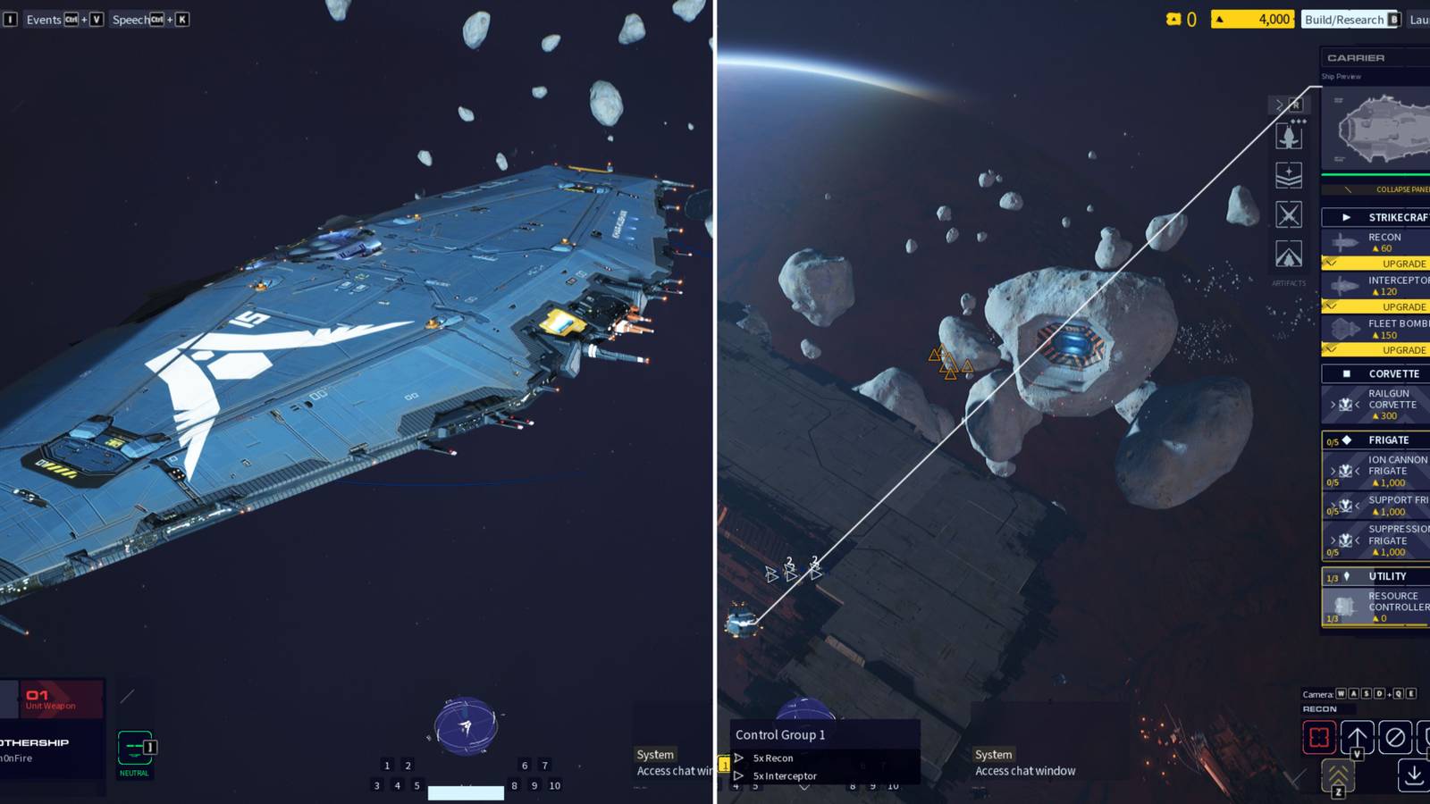 The Hiigaran Mothership & A Carrier Building Units 