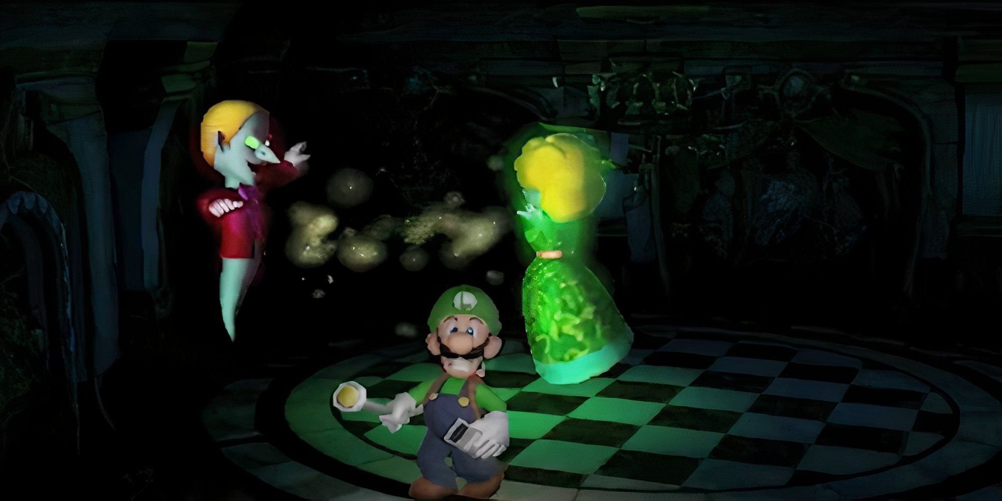 Luigi with two ghosts