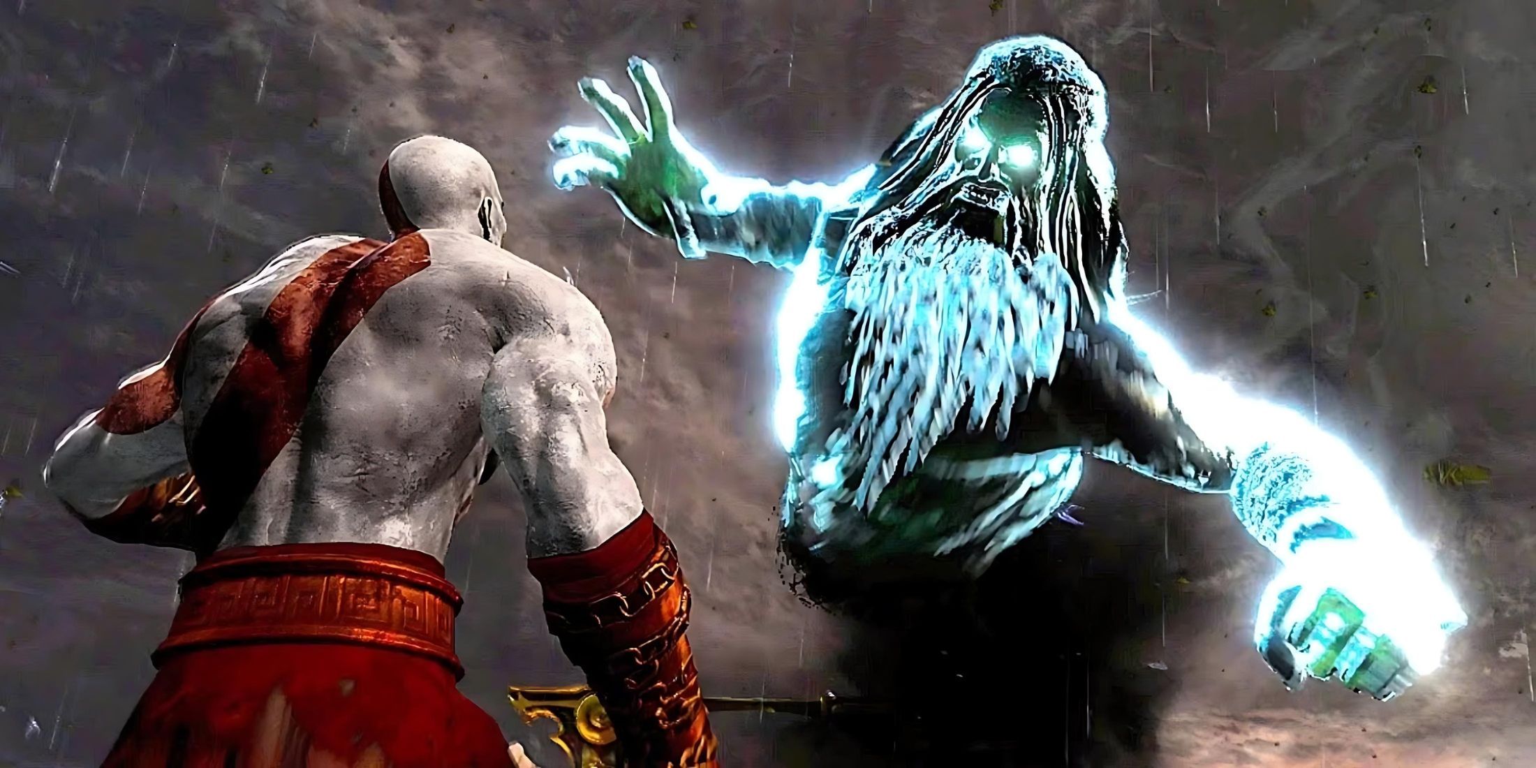 Zeus and Kratos fighting in God of War 3