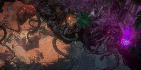 A player looking over the edge in Pathfinder: Kingmaker