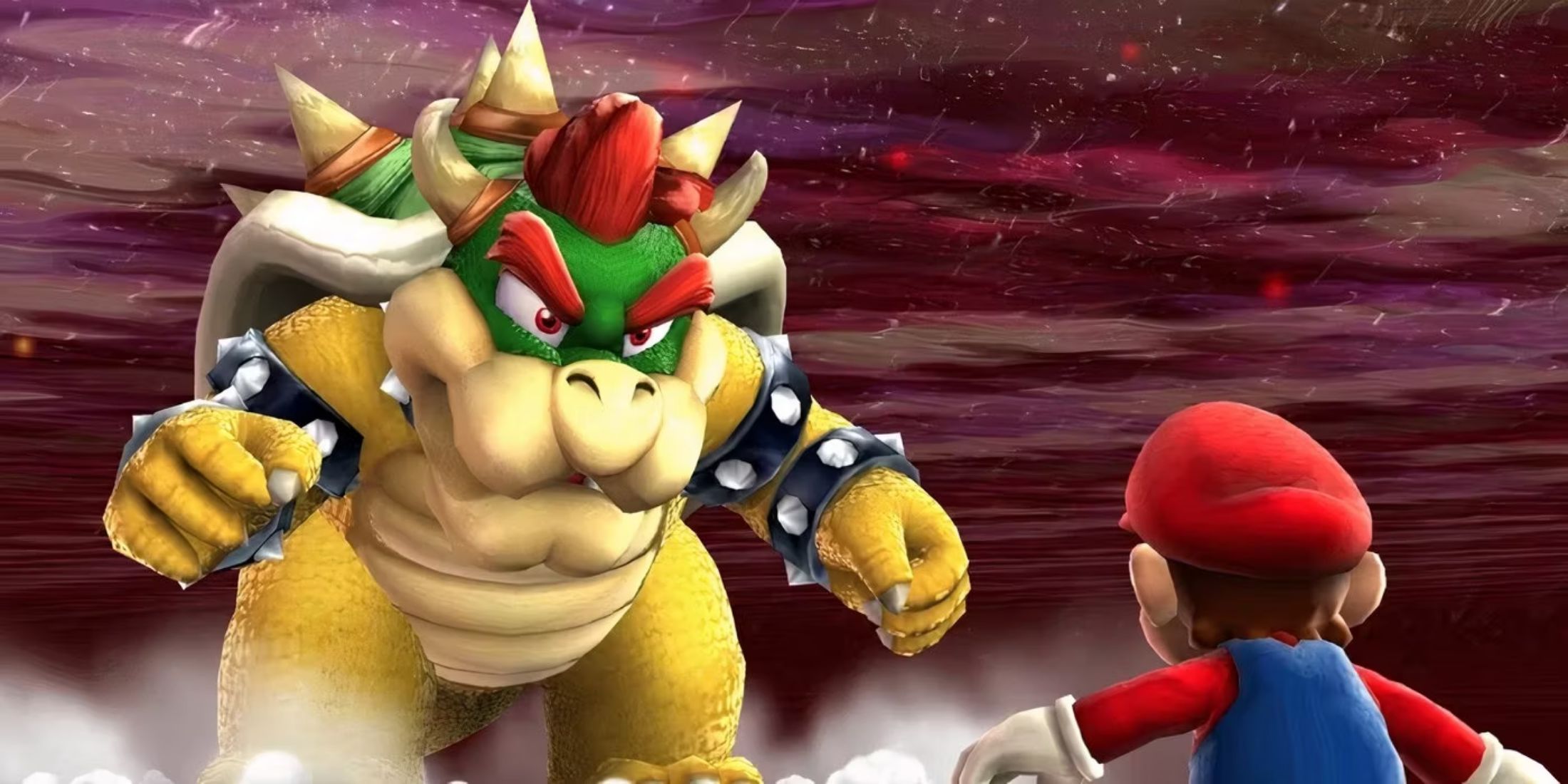 Bowser and Mario facing off in Super Mario Galaxy