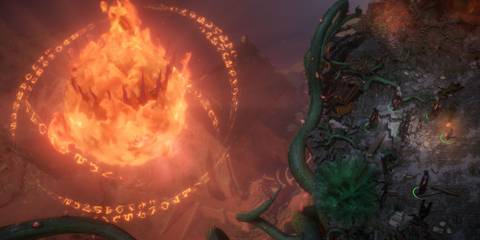 A glowing orange fire in Pathfinder: Kingmaker