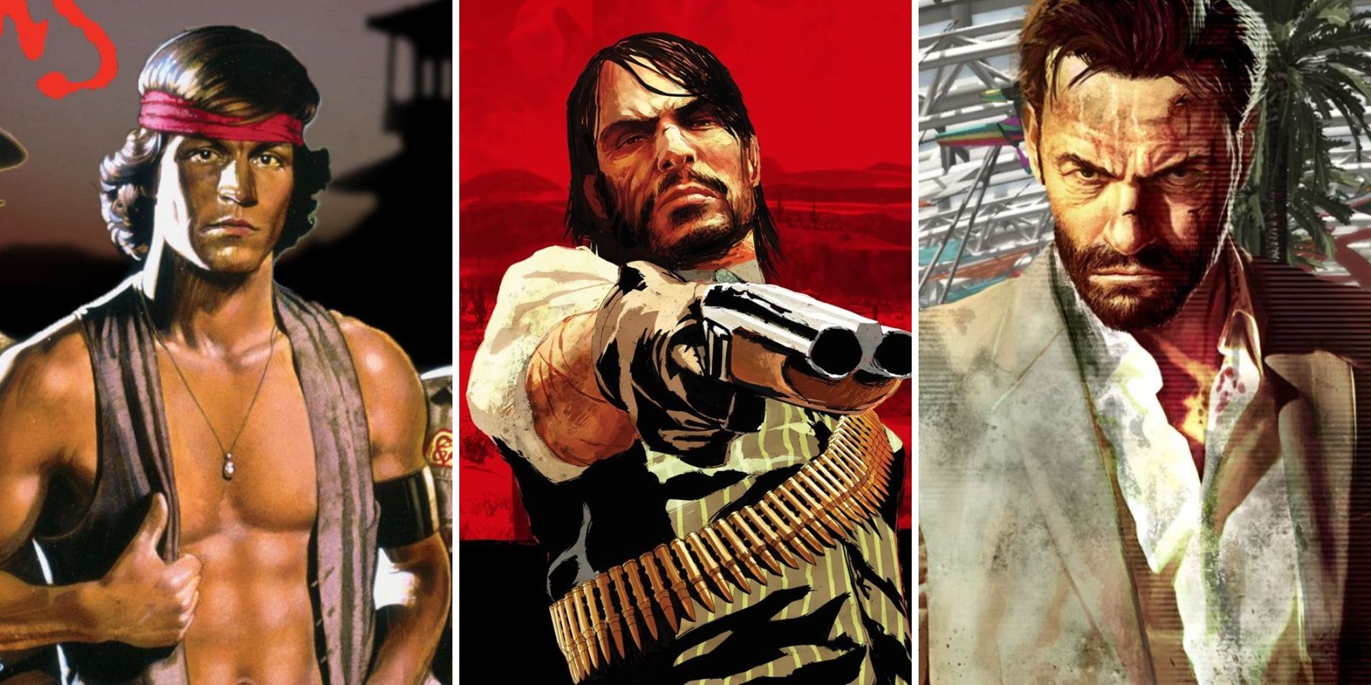 A grid of the Rockstar Games The Warriors, Red Dead Redemption, & Max Payne 3
