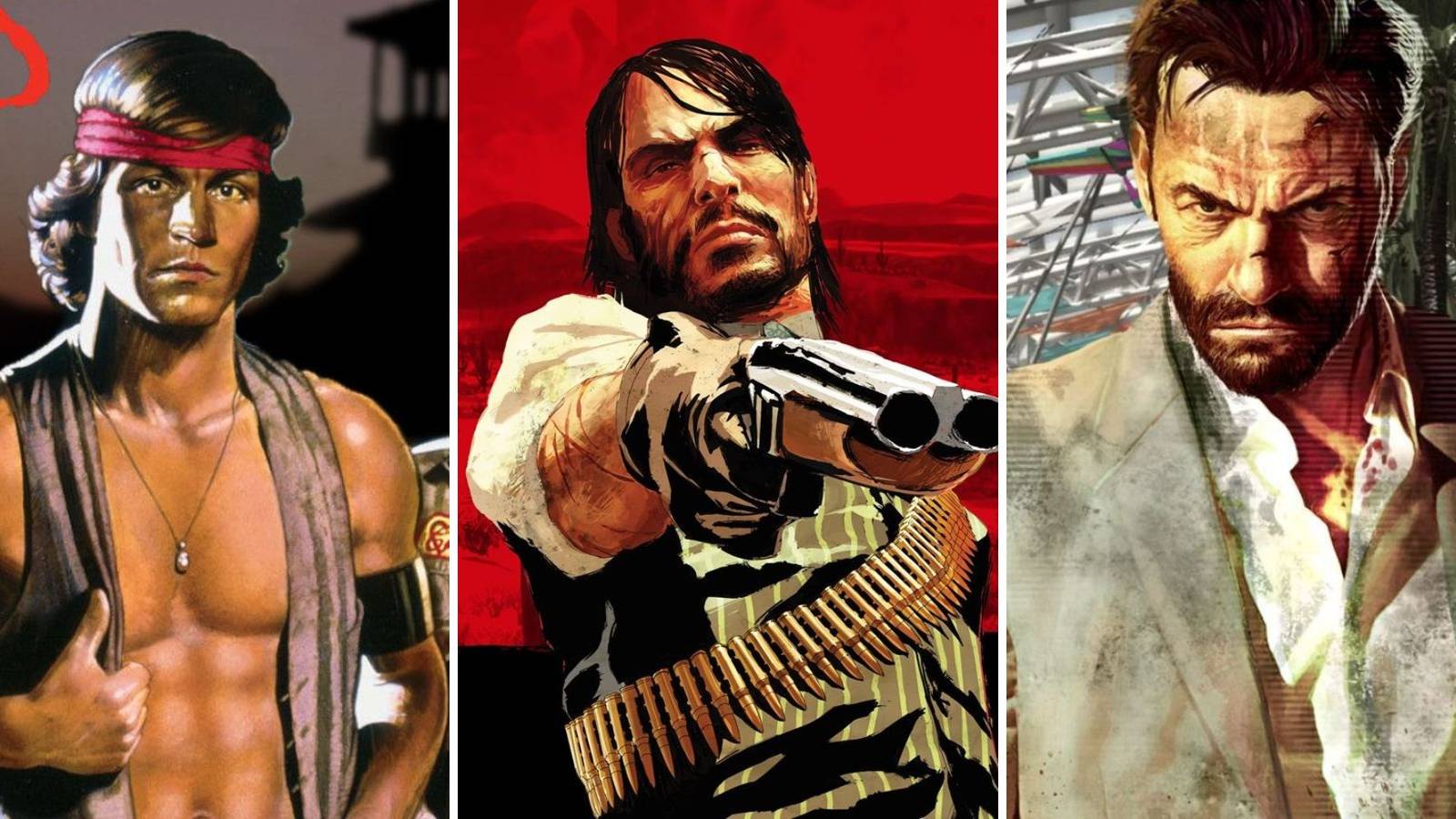 A grid of the Rockstar Games The Warriors, Red Dead Redemption, & Max Payne 3
