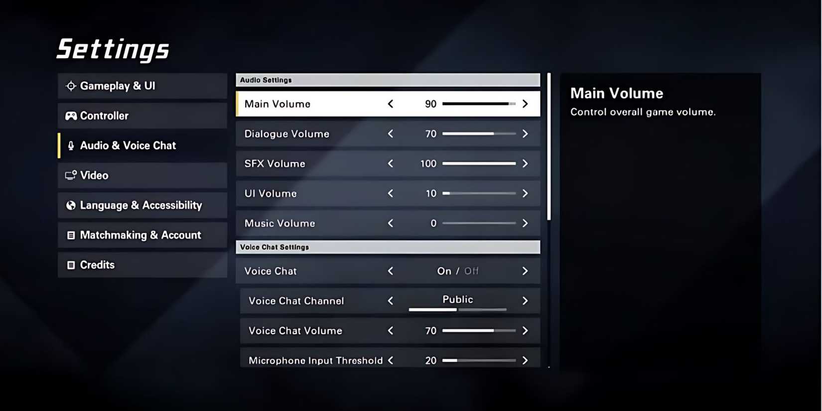 Settings in XDefiant
