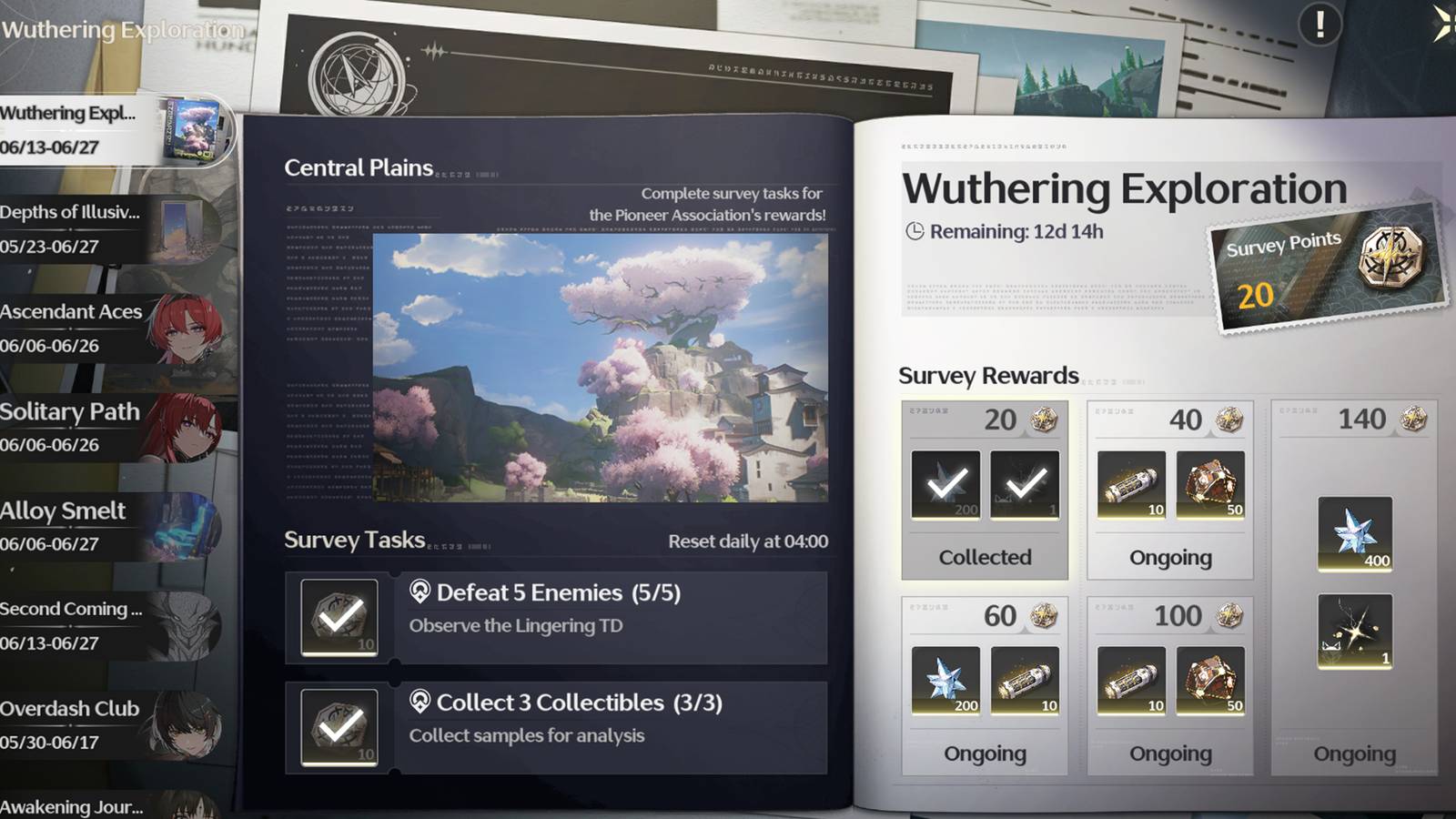 wuwa wuthering exploration event survey task central plains