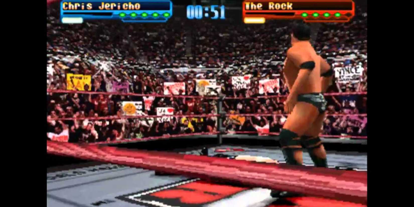 WWF Smackdown! The Rock with the People's Elbow on Chris Jericho