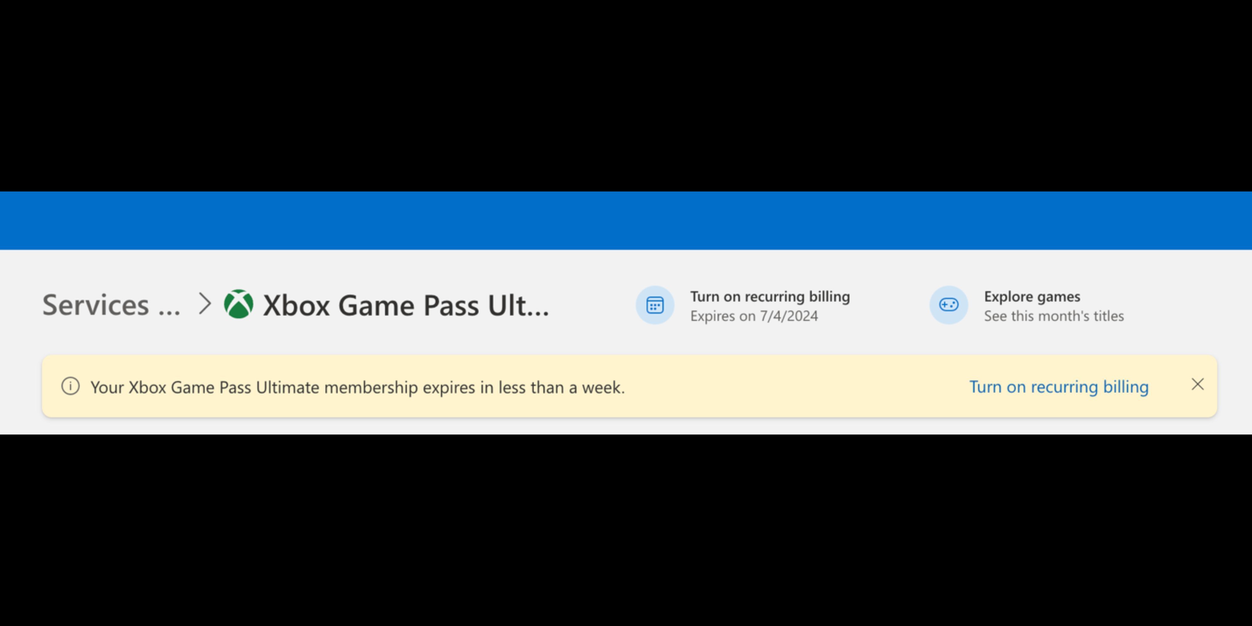 xbox game pass recurring payment setting. 