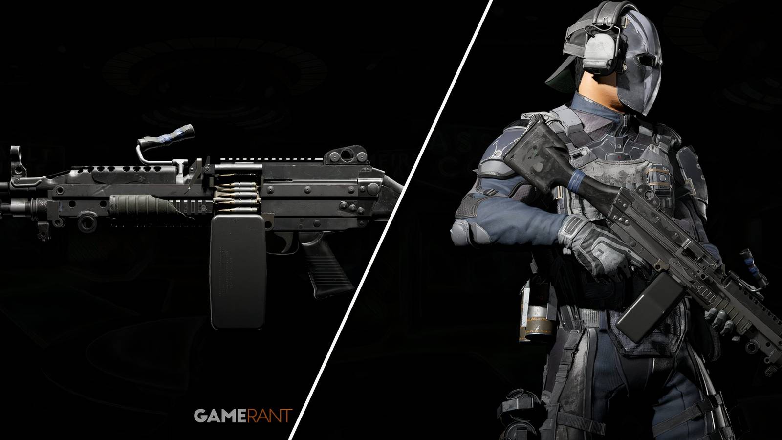 Split-image showcasing the M249 Light Machine Gun in XDefiant