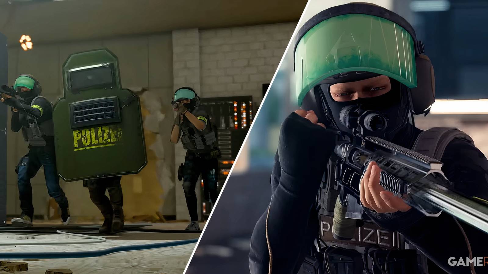 Split-image showcasing the GSK Faction in XDefiant